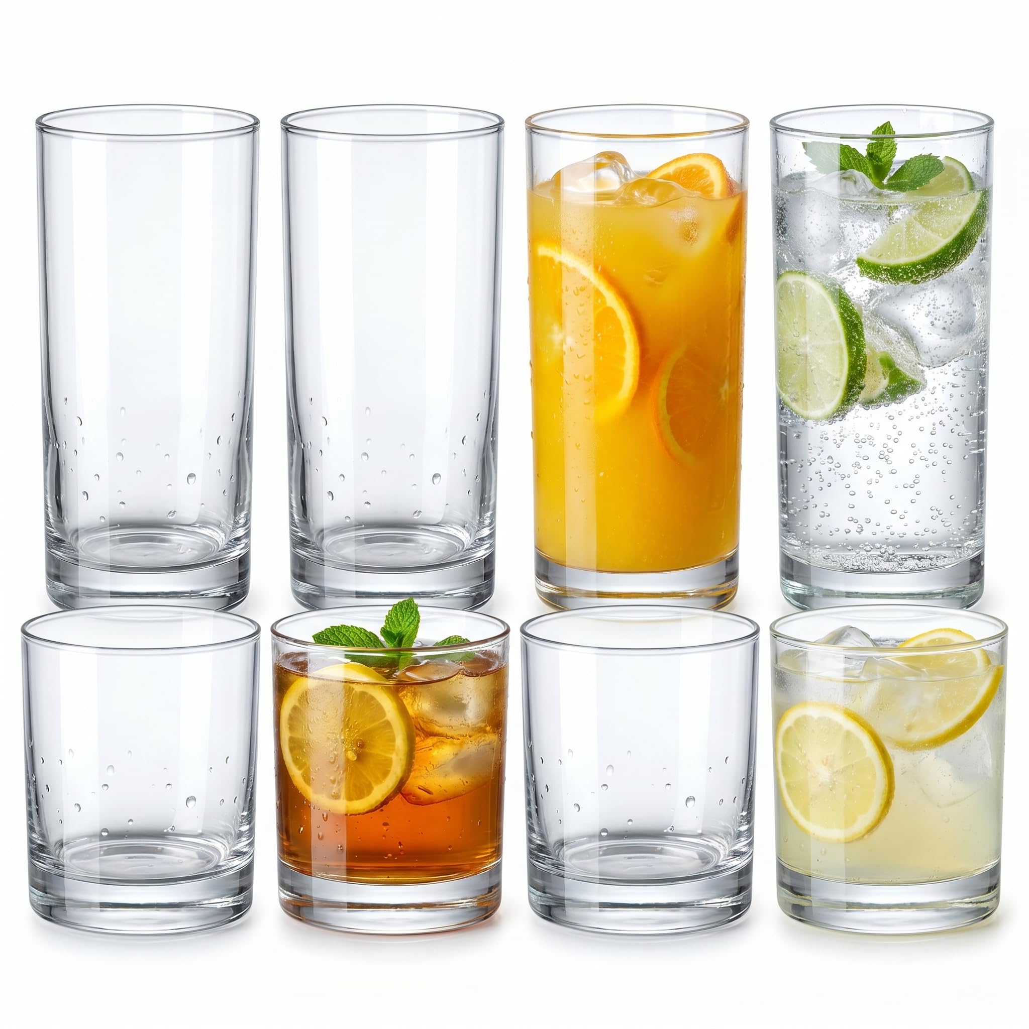 Amazon.com | Plastic Drinking Glasses Set of 8, 14oz Rocks & 20oz