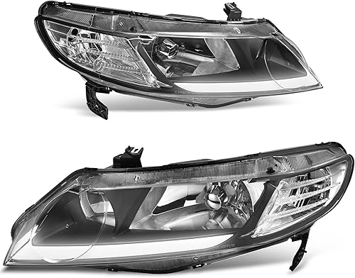 Miniatura 8 de Faros delanteros de repuesto para automóvil con lente ámbar, con carcasa color negro, modelo parecido al original (HO2502127, HO2503127)., carcasa