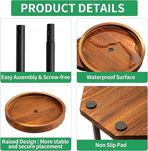 Miniatura 4 de TEAKMAMA Soporte alto para plantas de 5 niveles, soporte alto de metal para plantas de interior con ranuras profundas anticaídas para múltiples