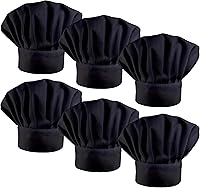LilMents 6 Pack Chef Hats - Elastic Adjustable Baker Kitchen Hats for Cooking Catering - Durable Cotton Poly Blend