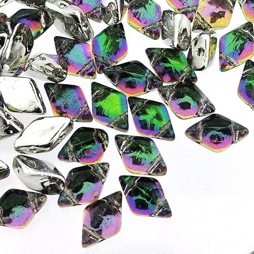 Miniatura 4 de Cuentas de cristal checo GemDuo Beads, cuentas en forma de diamante de 2 agujeros de 0.197 x 0.315 in, 0.35 oz, espectro retroiluminado