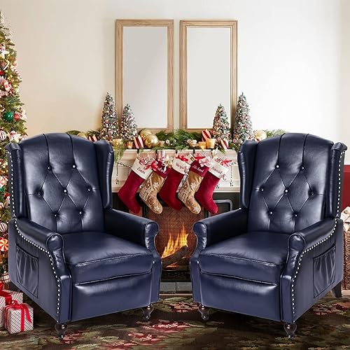 Miniatura 85 de Silla reclinable de masaje con respaldo de alas con calor, sillón de tela copetudo, sillón reclinable con respaldo a distancia y respaldo ajustable