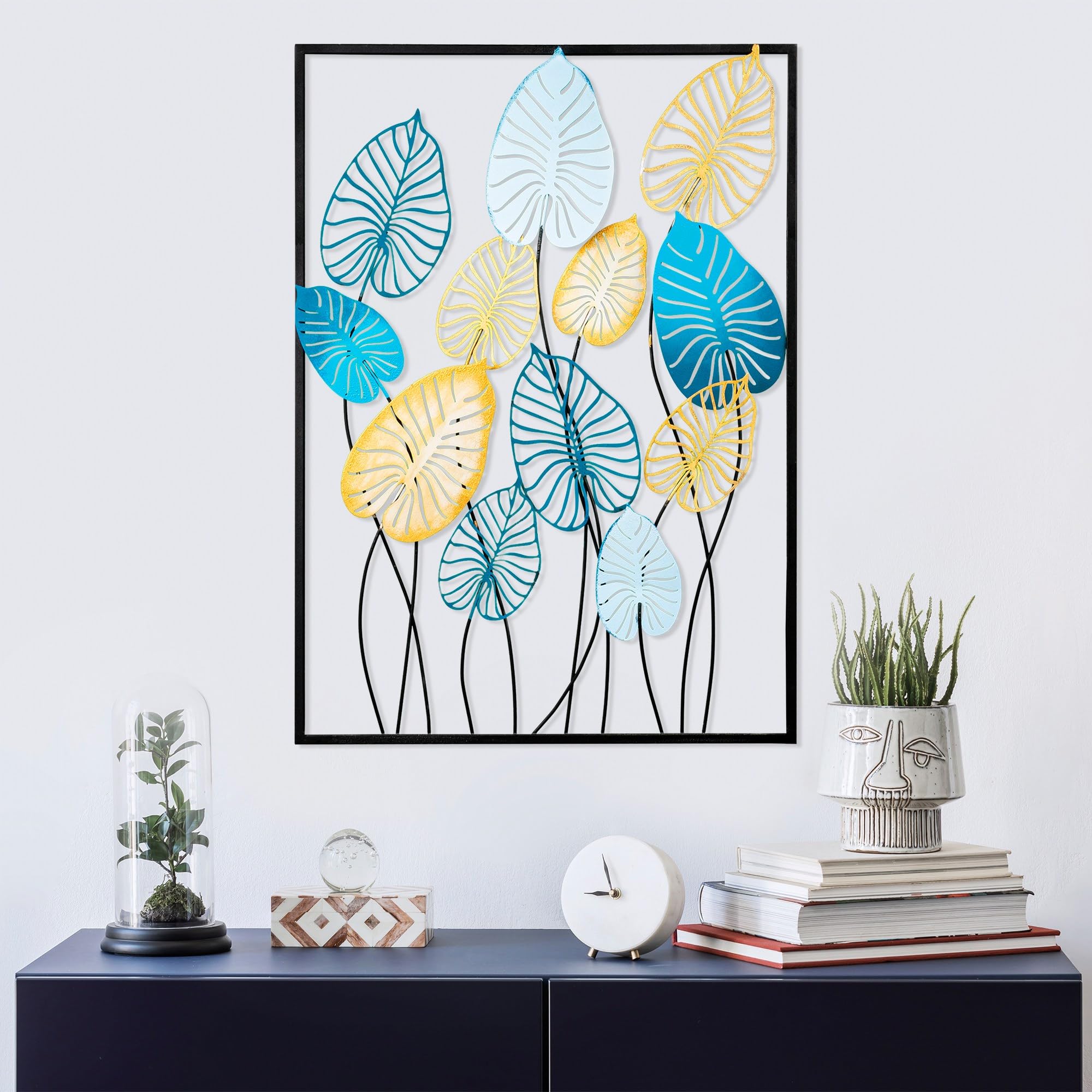 Hanah Home Accessori decorativi da parete in metallo, fatti a mano, 50 x 70 cm, 100% metallo (1,5 mm), design unico dipinto a mano, perfetto per decorazioni per la casa e gli amanti dell'arte
