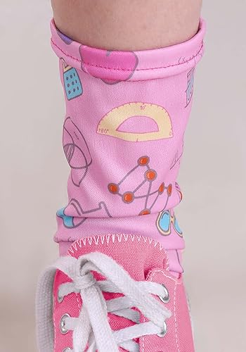 Miniatura 5 de Disfraz de nerd científico para niñas camisa, falda con correas de hombro, corbatín, gafas y calcetines