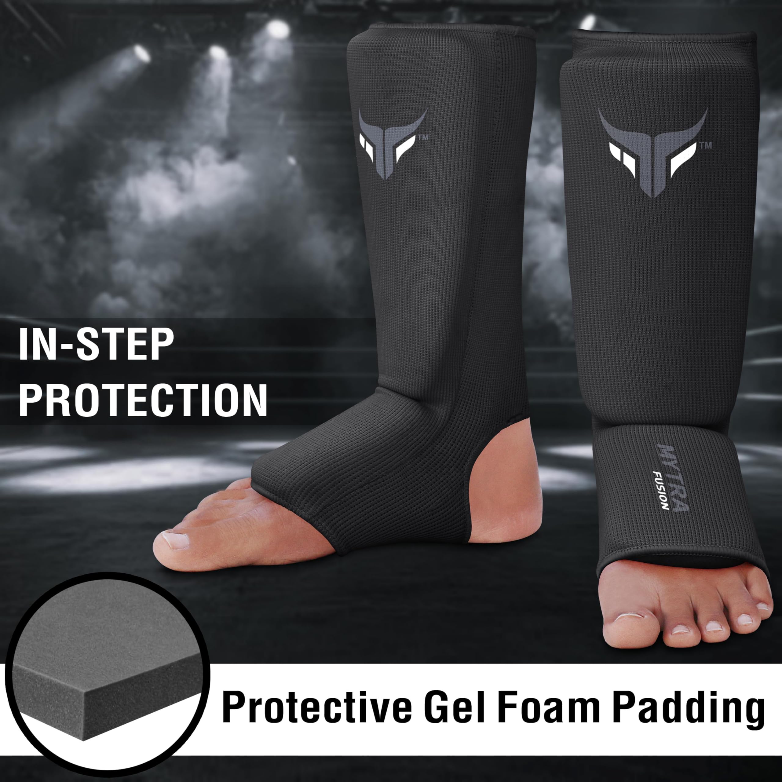 Espinilleras Kick Boxing Ligero Protector Estirable Acolchado Entrenamiento Muay Thai MMA Niño