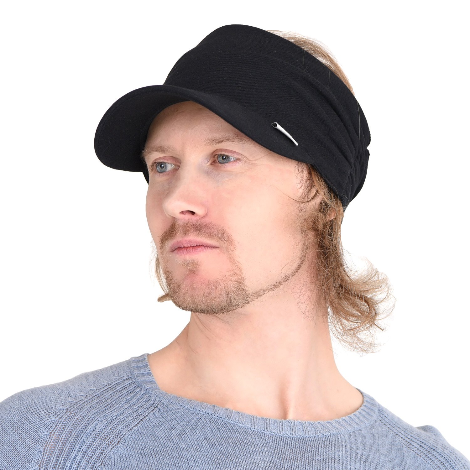 Charm Men's Black Sports Sun Visor Hat - Spf Uv Protection Japanese Design Peak Cap For & Wo Tennis Jogging Running Visor