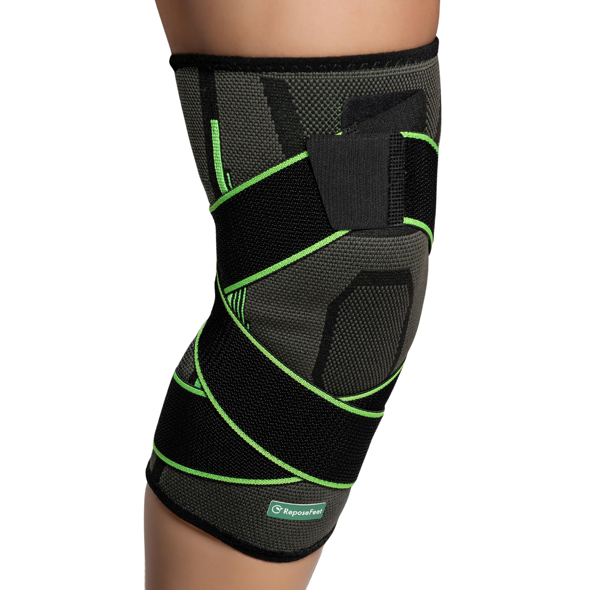 ReposeFeet Rodillera Menisco y Ligamentos – Compresión Estabilizadora Ajustable – Ideal para Deporte, Trabajo y Recuperación – Hombre y Mujer (L)