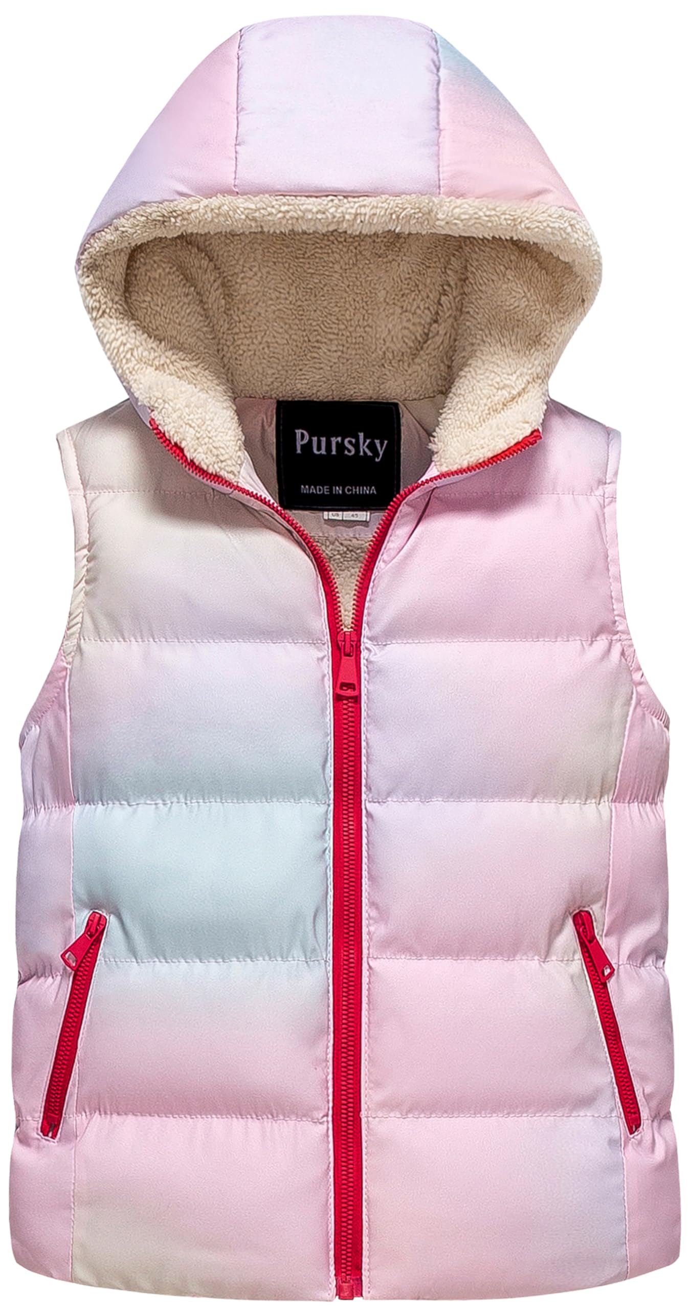 Pursky Girl's and Boy's Hooded Warm Puffer Vest Outerwear Soft Flannel Lined Insulation Waistcoat