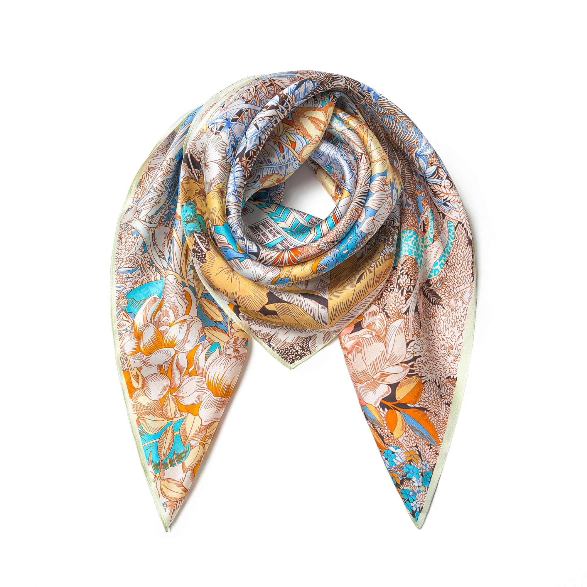 100% Pure Mulberry Silk Scarf 35" Large Square Lightweight Headscarf –Women’s Hair Wraps The shawl-With Gift Packed
