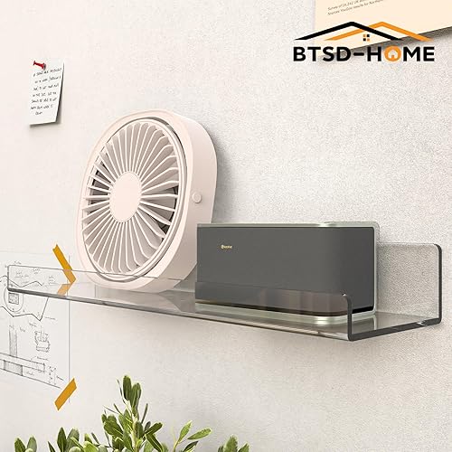 Miniatura 8 de BTSD-home Paquete de 8 estantes acrílicos transparentes de 15 pulgadas para almacenamiento en la pared, estantes flotantes acrílicos montados en la