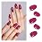 DANNI & TONI Semi Cured Gel Nail Strips Red Glitter (Velvet Glimmer) Magenta Rosy Gel Nail Wraps Gift for Woman 28 Stickers
