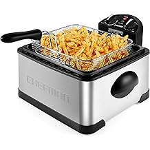 Chefman 4.5 Liter Deep Fryer w/Basket Strainer, XL Jumbo Size, Adjustable Temperature &amp; Timer, Perfect for Fried Chicken, Shrimp, French Fries, Chips &amp; More, Removable Oil-Container, Stainless Steel