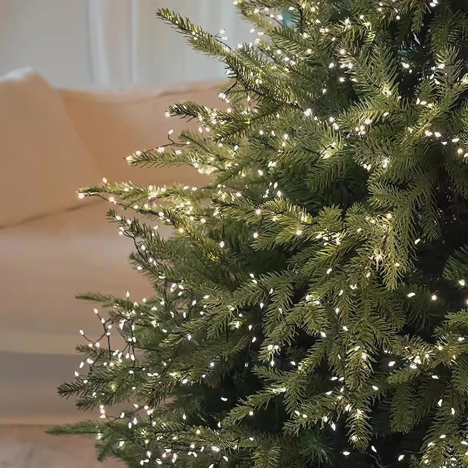 Arboles de Navidad con Luces Integradas, Arbol de Navidad Artificiales de Abeto con Ramas Engrosadas, con Control Remoto, Base Plegable(120cm/4ft)