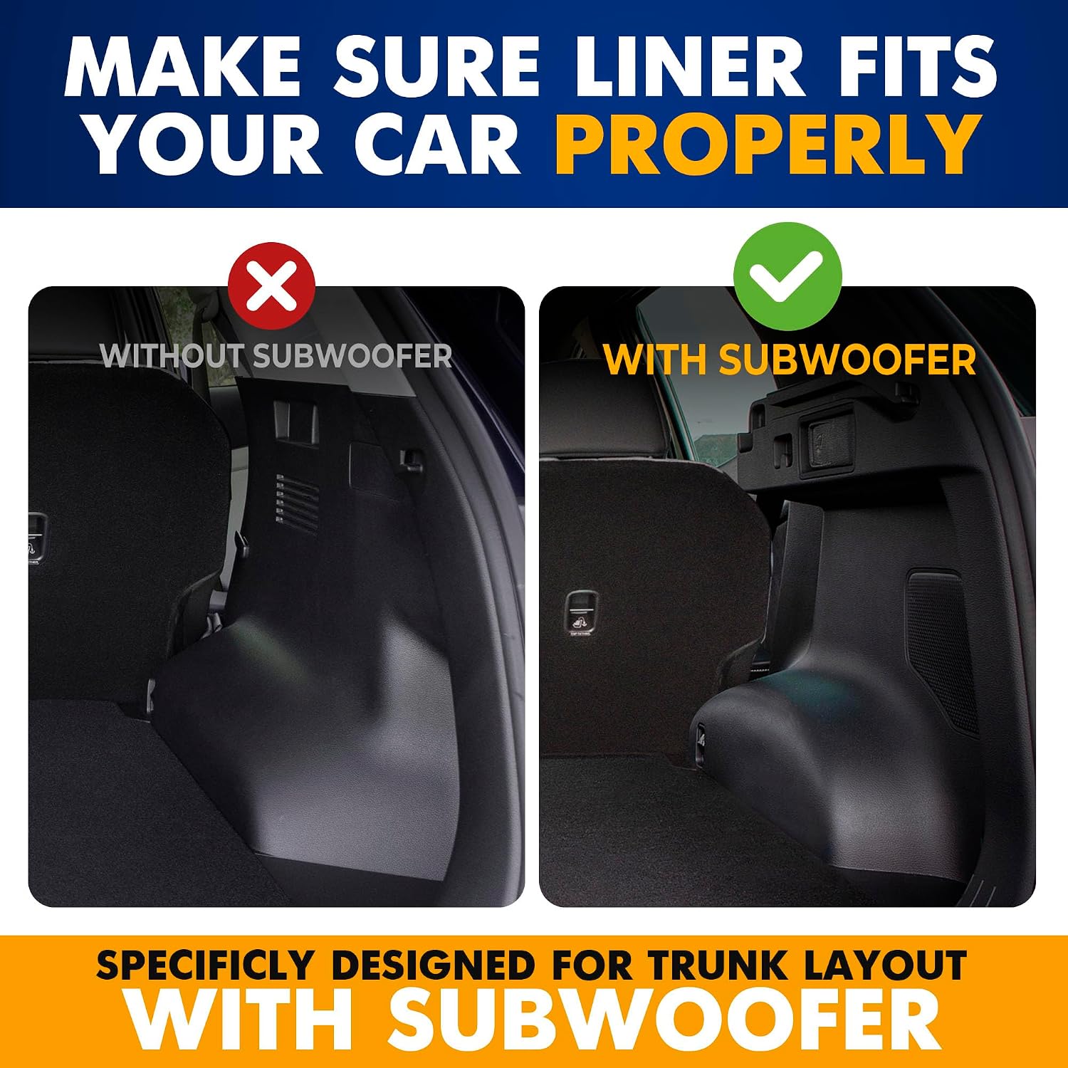 Premium Cargo Liner for Kia Sportage X Pro SX Hybrid 2023-2025 Equipped with Subwoofer - 100% Protection - Custom Fit Car Trunk Mat - Black Cargo Mat - 3D Shaped Laser Measured Trunk Liners