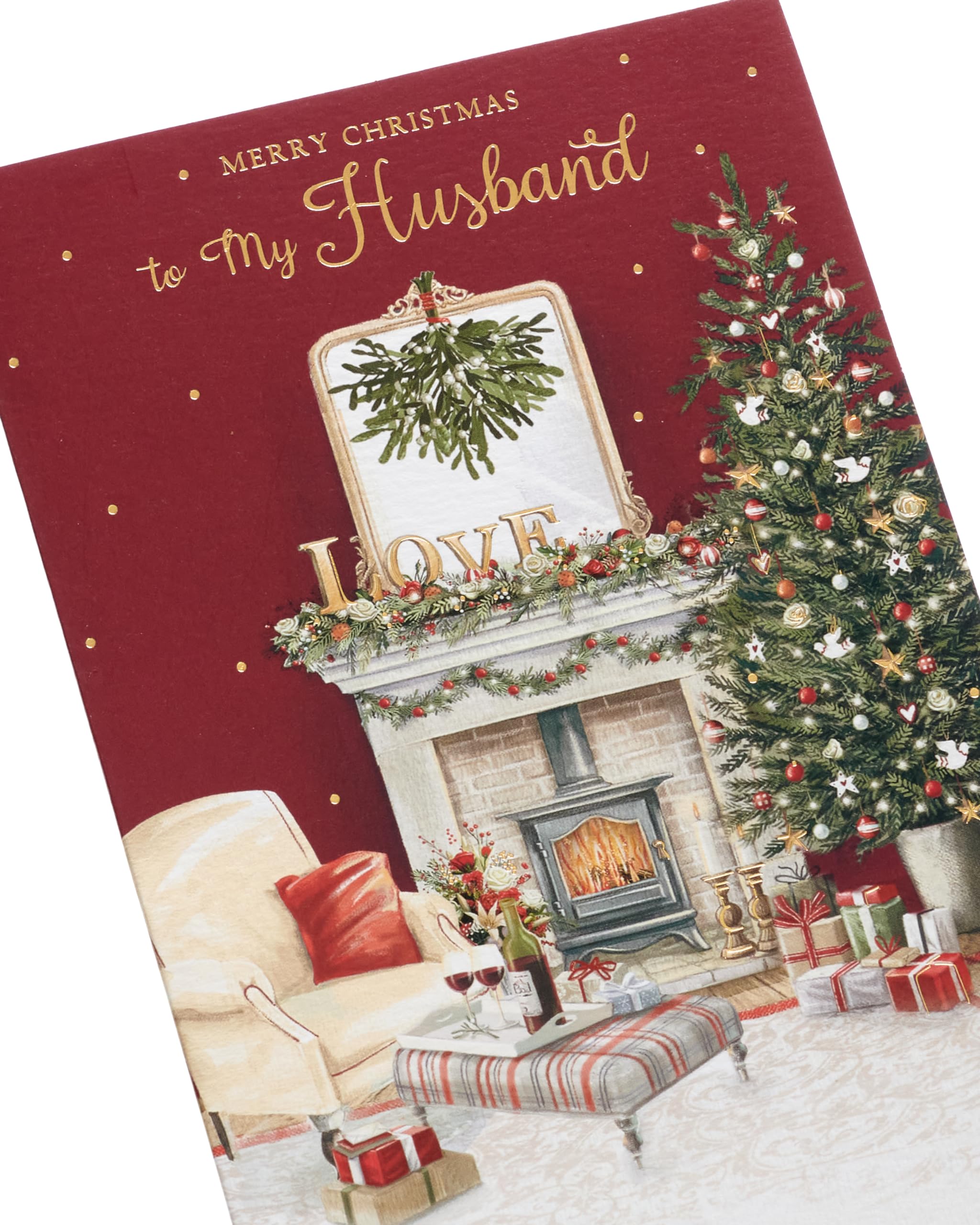 UK Greetings Christmas Card for Husband - Cosy Festive Scene Design, Husband Scene, 149mm x 229mm - Image 4