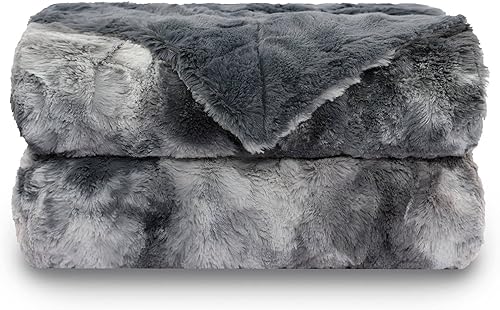 NANPIPER Manta de piel sintética, mantas peludas para sofá, color gris, 50 x 60 pulgadas