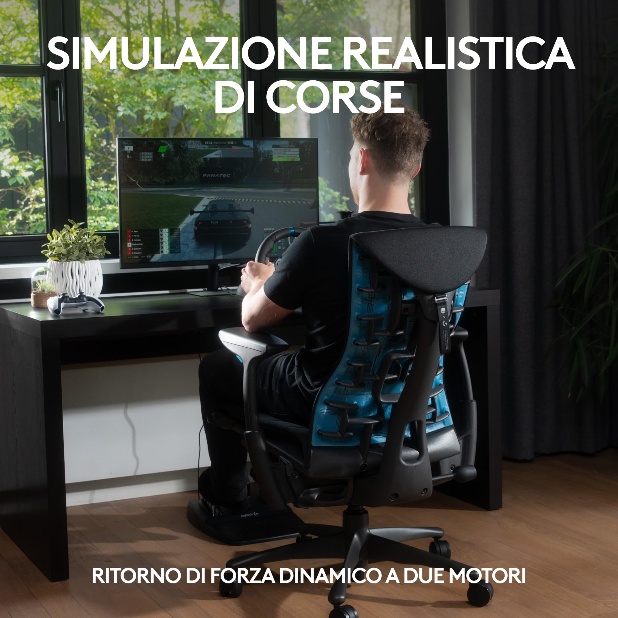 Logitech G G29 Driving Force volante e pedali per PS & PC (Spina UK) | Spina di alimentazione britannica - Nero