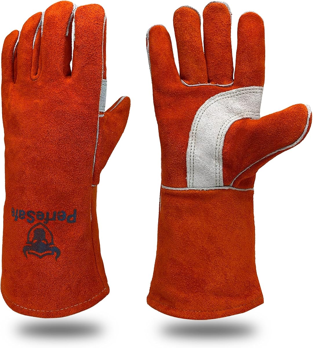 Welding Gloves Heat Resistant Leather Fireproof Gloves 14" L Red | Welders Gloves for MIG TIG Stick, Grill Gloves Mitts for BBQ,Oven,Forge,Fireplace,Fire Pit,Furnace,Wood Stove,Dry Ice,Baking