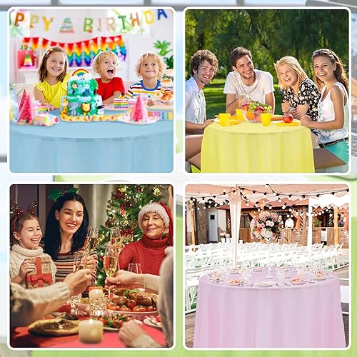 Miniatura 7 de 24 manteles redondos de plástico, fundas de mesa redondas desechables para baby shower, día de San Valentín, boda, fiesta de cumpleaños, decoración