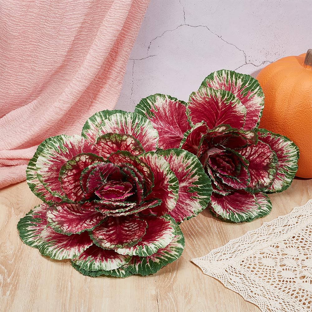 2 verdure artificiali di cavolo finto, realistiche, per piante di cavolo finte, decorazione per esterni, resistente ai raggi UV, verdure ornamentali finte, per casa, giardino, portico, patio