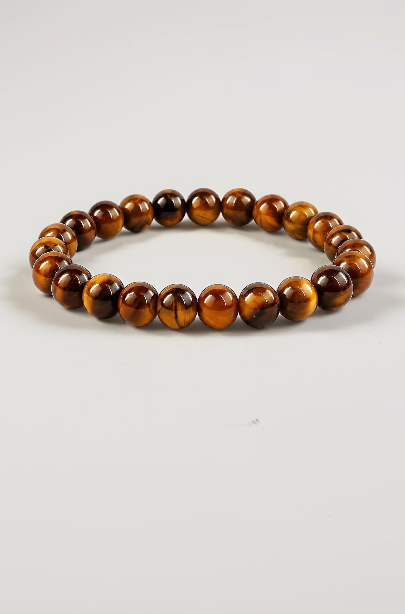 Natural Tiger Eye Bracelet | Certificate of Authenticity | Confidence, Protector, Will Power | Tiger Eye Round Beads 8 mm Crystal Stone Bracelet for Men and Women