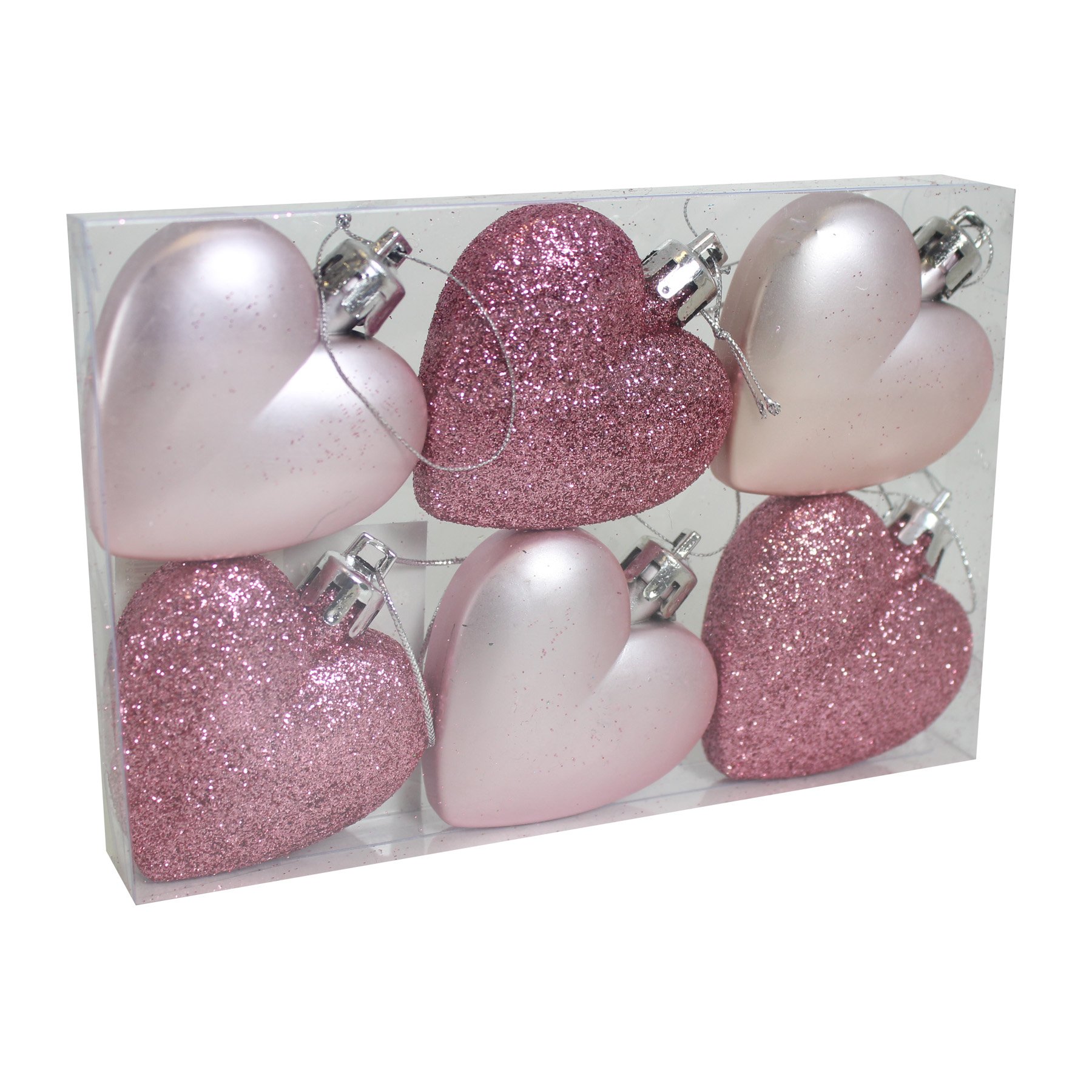 Theme Machine Pink,Silver Davies Products 6 Pack 50Mm Glitter/Plain Hearts - Pink