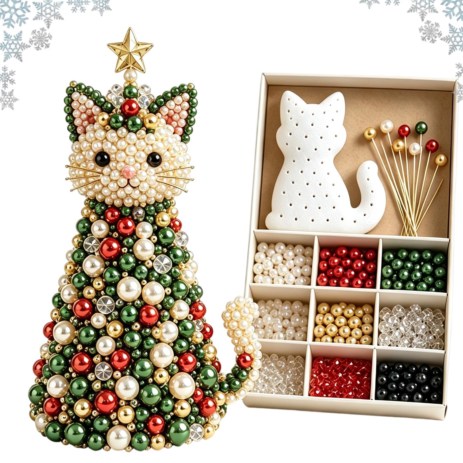 DIY Beaded Christmas Tree Kit, 3D Crystal Bead with LED Light (A009)
