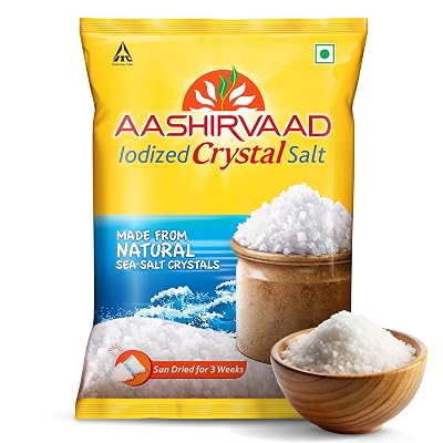 Aashirvaad Iodized Crystal Salt, Authentic Crystal Salt for Traditional Dishes, 1kg