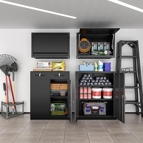 Miniatura 8 de INTERGREAT Armario de pared de metal, armarios de pared con puertas y estantes ajustables, 31 pulgadas de ancho x 20 pulgadas de alto, armario de