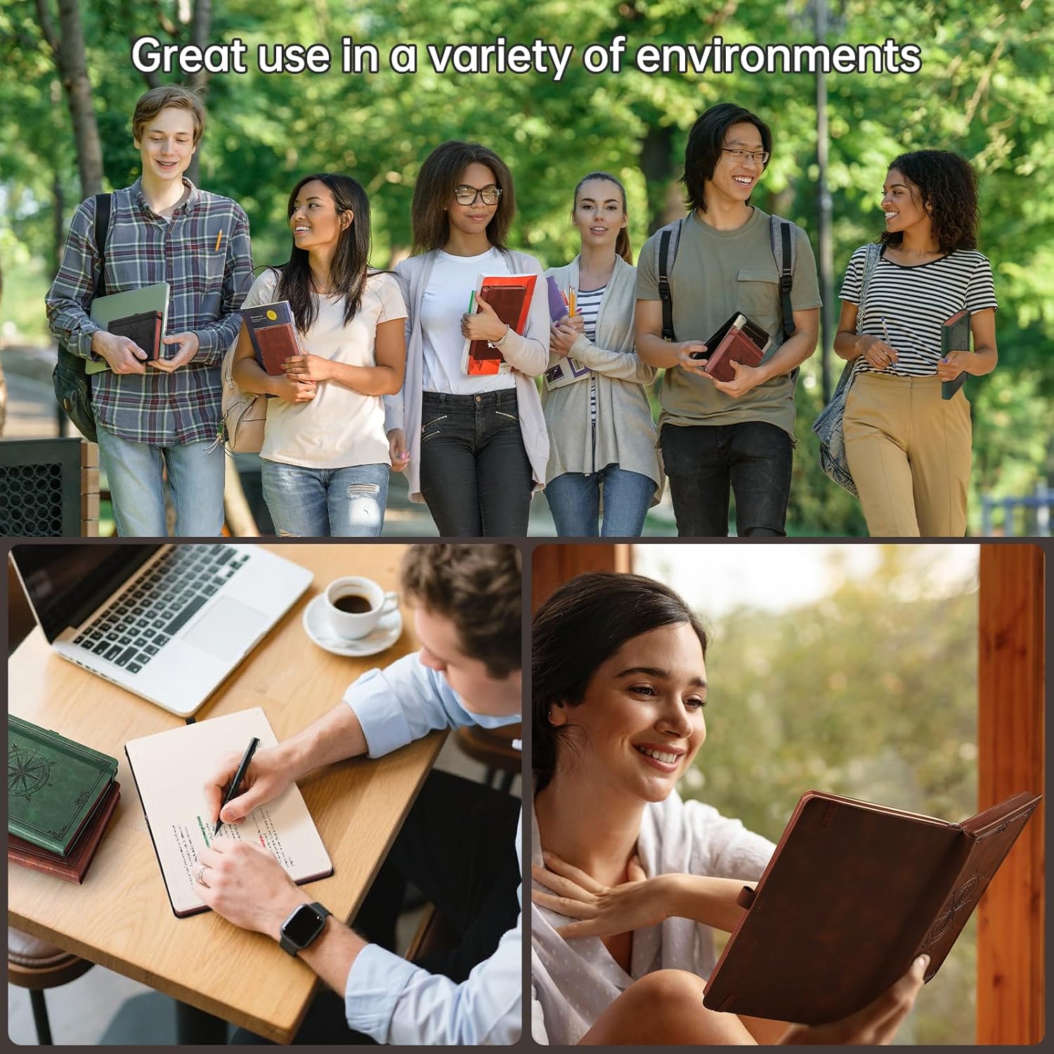 AHGXG Thick Journal Dotted Notebook for Men - 320 Numbered Pages A5 Notebook for Writing, 100gsm Dot Paper, Vintage Leather Hardcover, for Women Work Office School, 5.75'' X 8.38''- Dark Green - Image 8