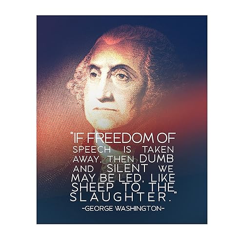 George Washington Quotes Wall Art - If Freedom Of Speech Is Taken Away, This Political Patriotic Wall Decor With George Washington Silhouette Is