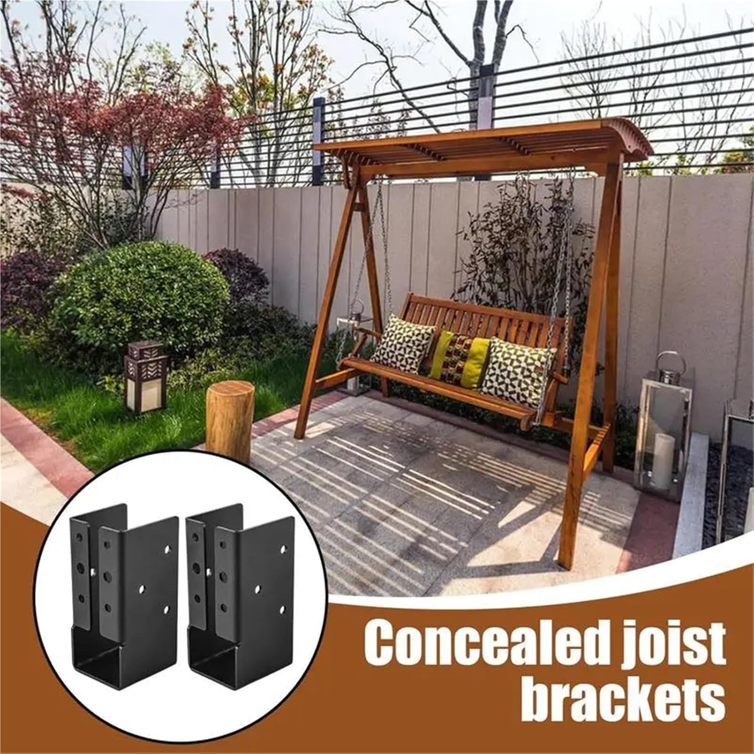 2x4 Joist Hanger Deck Railing Concealed Connectors Heavy Duty Joist Brackets Set of 2 Woodwork Beam Support for Pergola Handrail