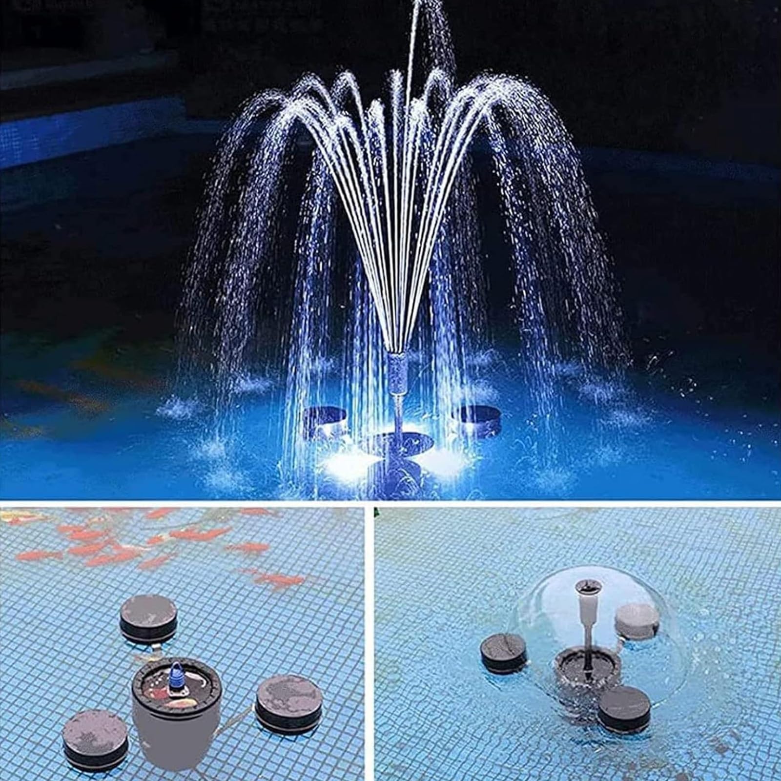 Skimmer galleggiante per laghetto, aspiratore per foglie e detriti, 3 modalità di fontana, strumento di pulizia ideale per giardino, patio, cortile, collettore di foglie di superficie