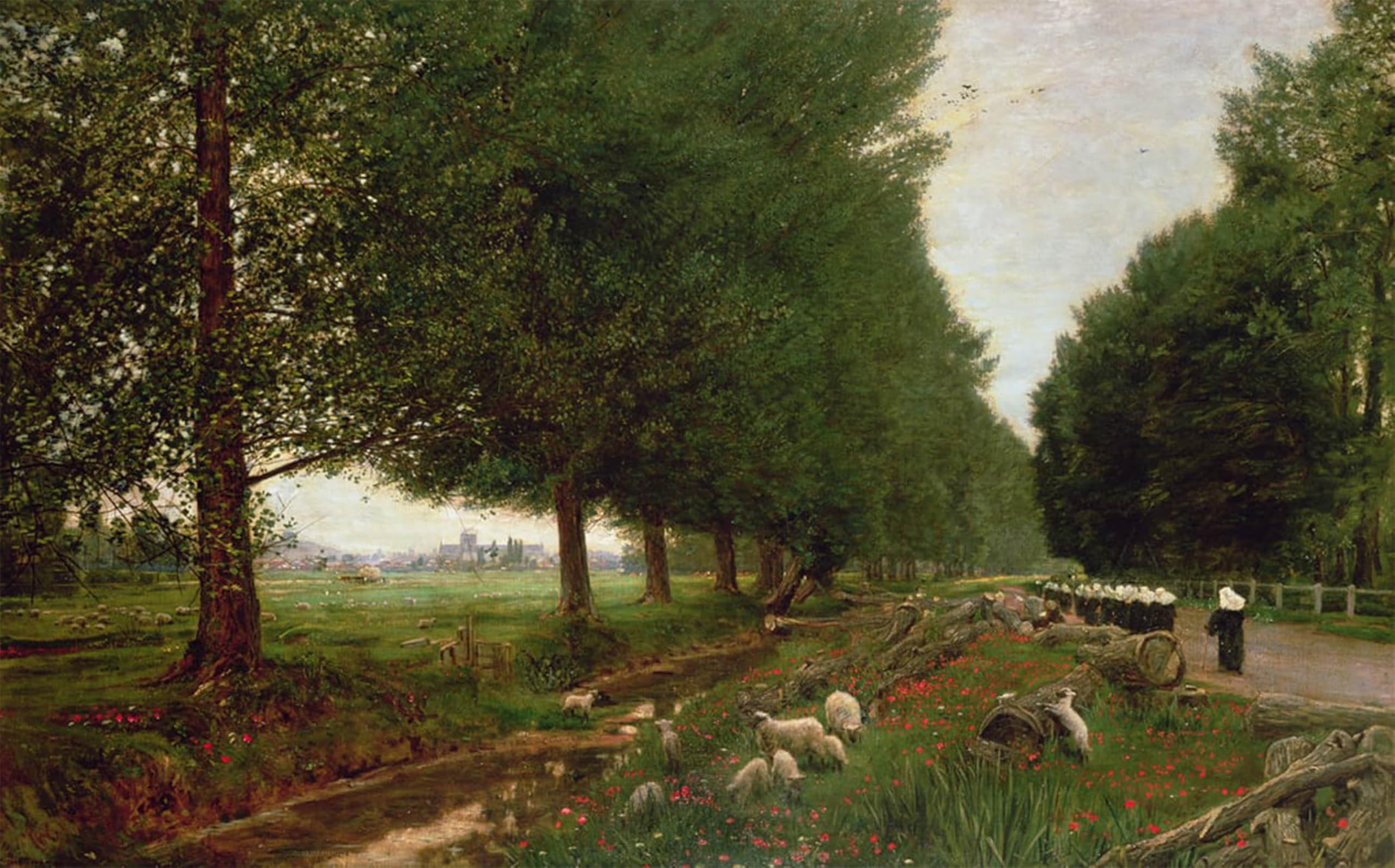 RZHRHJES Vintage Wall Art Picture on Canvas Wall Art Poster on the Road to Winchester by Albert Goodwin Canvas Poster for Office Decor 60x90cm