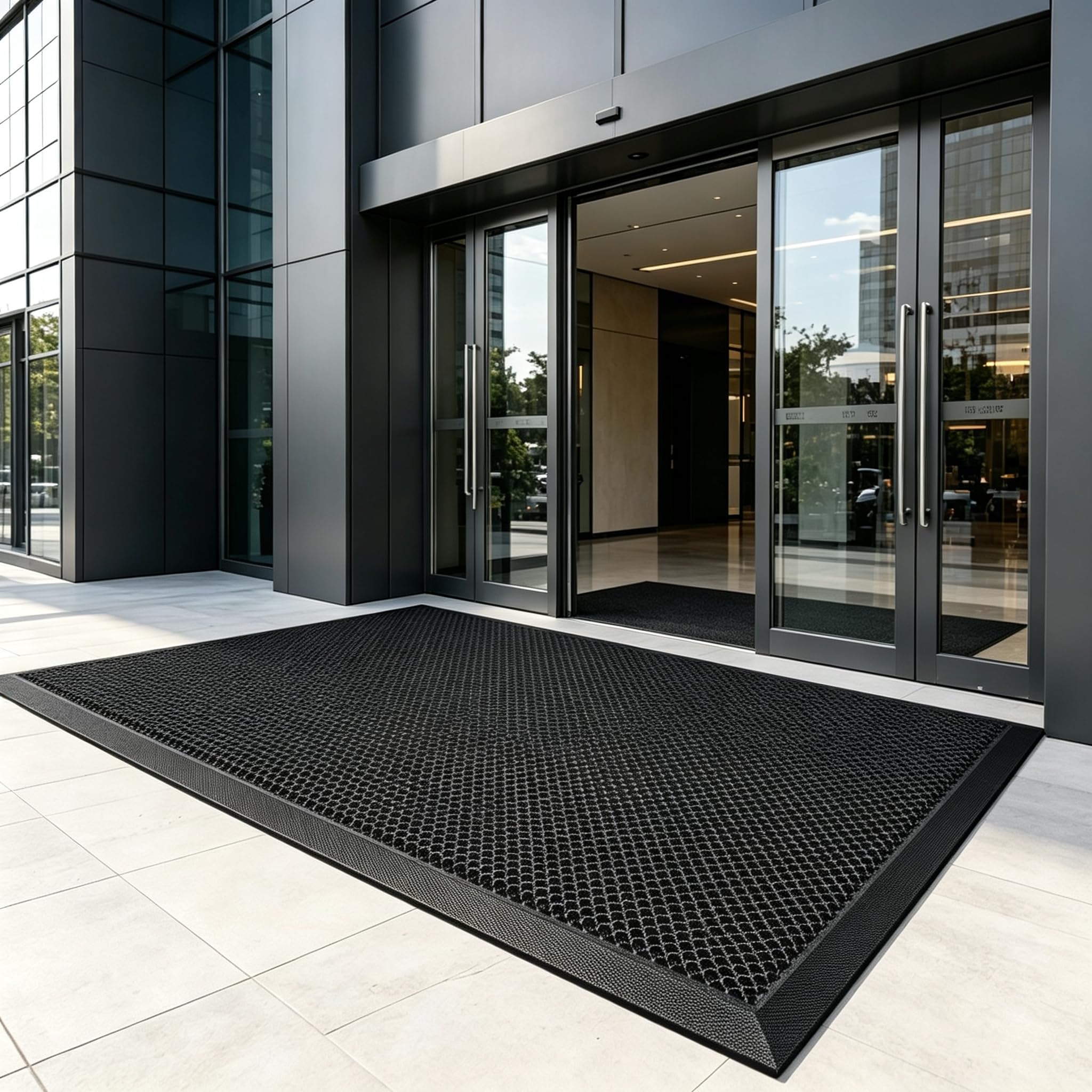 4x6 FT Elastic Dirt Trapper Mat with Rubber Backing for entryway(Jet Black)