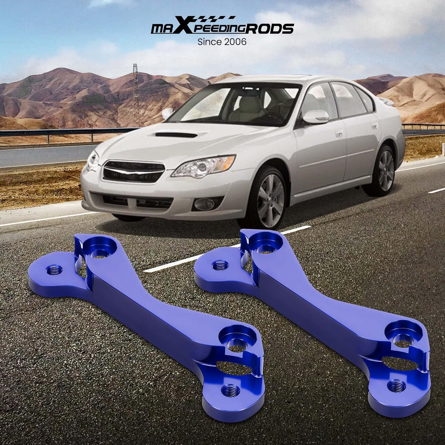 maXpeedingrods Rear Brake Caliper Adapters for Subaru WRX 2002-2005, Subaru Forester Legacy GT 2000-2008, Brake Mounting Brackets for WRX Impreza, Blue