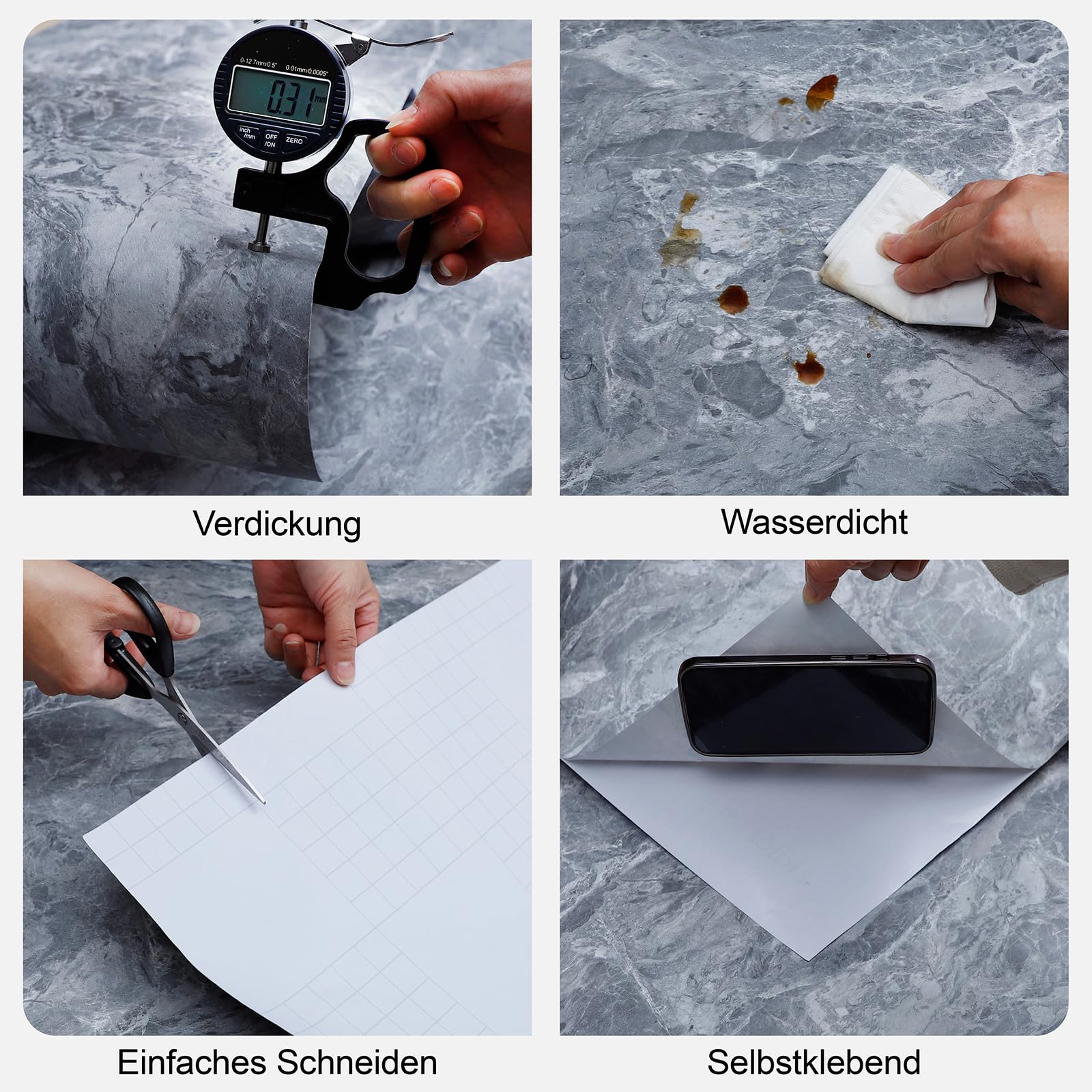 FEILAYS Dark Marble Texture Wallpaper Roll Vinyl Wrap Granite Effect 60CMx10M Countertop Contact Paper Matte Thicken Waterproof Furniture Sticker DIY Wall Sticker - Image 2