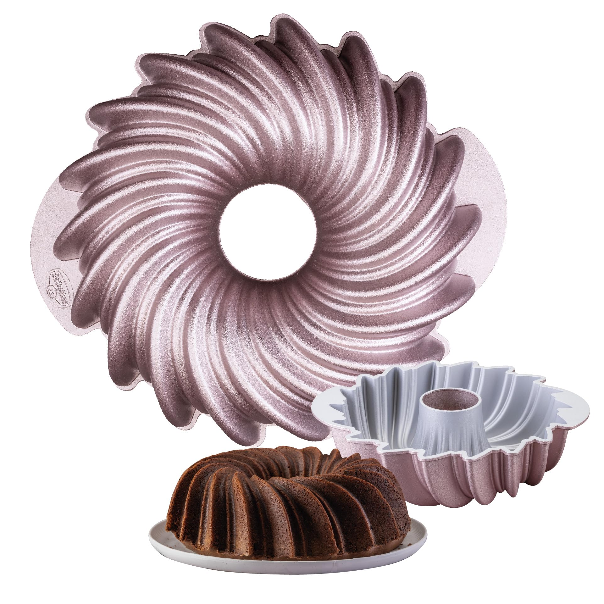 Dr. Oetker Creative Sun Moule rond de qualité supérieure pour kouglof Ø 24 x 8,5 cm, 2100 ml, revêtement antiadhésif et sans PFAS, or rose, résistant à la chaleur jusqu'à +230 °C