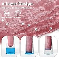 Vista 4 de Yoofoss Toallitas de Muselina para Bebé 100% Algodón Orgánico Toallas Faciales Paquete de 6 Paños de Lavado para Bebé 12x12 pulgadas Suaves y bean