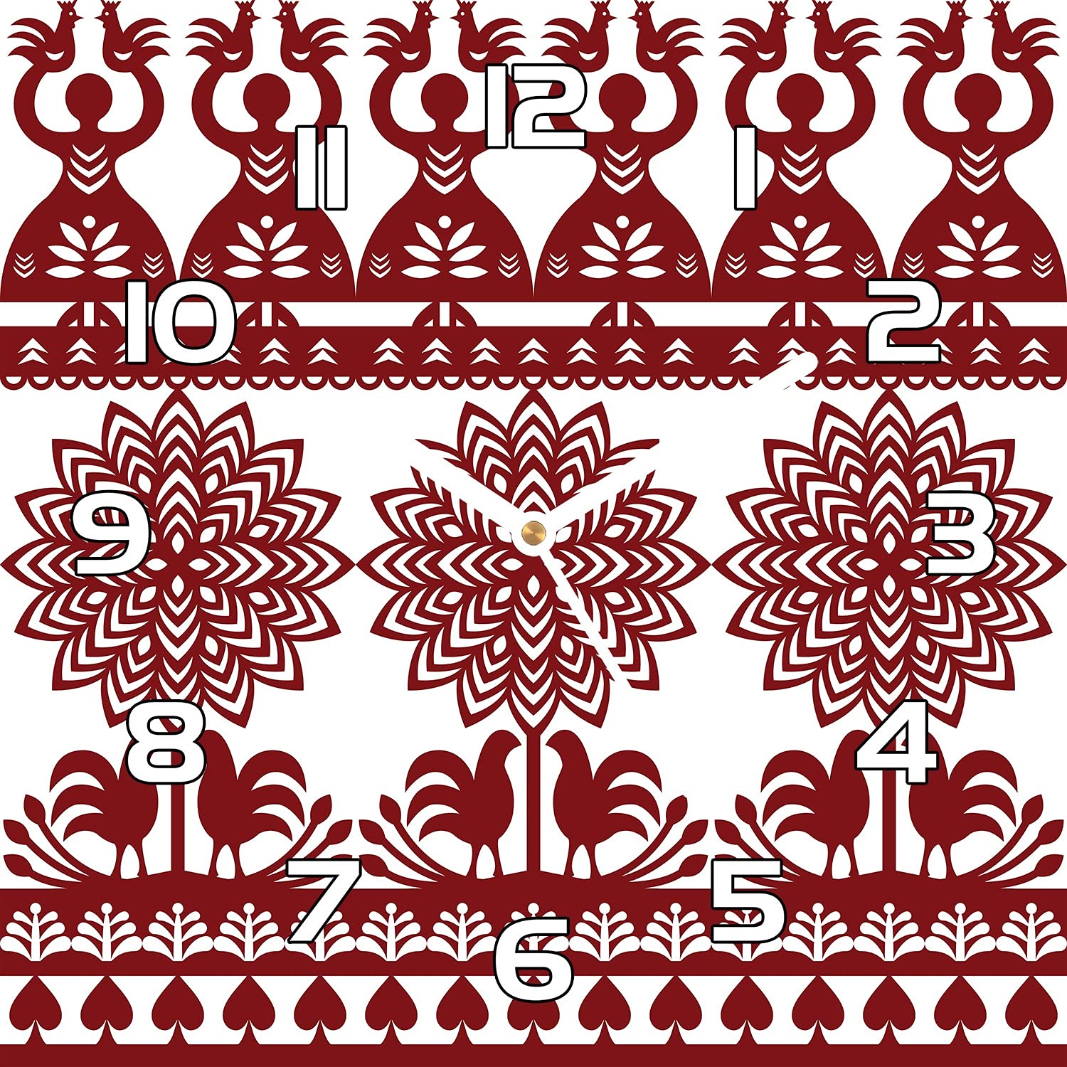 Horloge en Verre Cuisine et Salon Moderne Coloray 30x30 cm Motif Ustensile Traditionnel