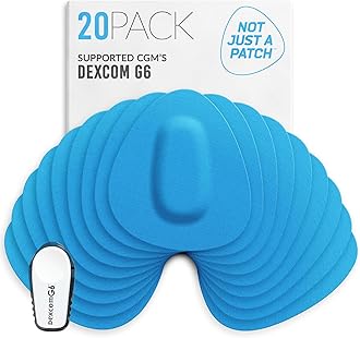 Not Just A Patch CGM Sensor Patches for Dexcom G6 & MiaoMiao (20 Pack) - Water Resistant & Durable for Active Lifestyle for 10-14 Days - Pre-Cut Dexcom G6 Adhesive Patches in Blue