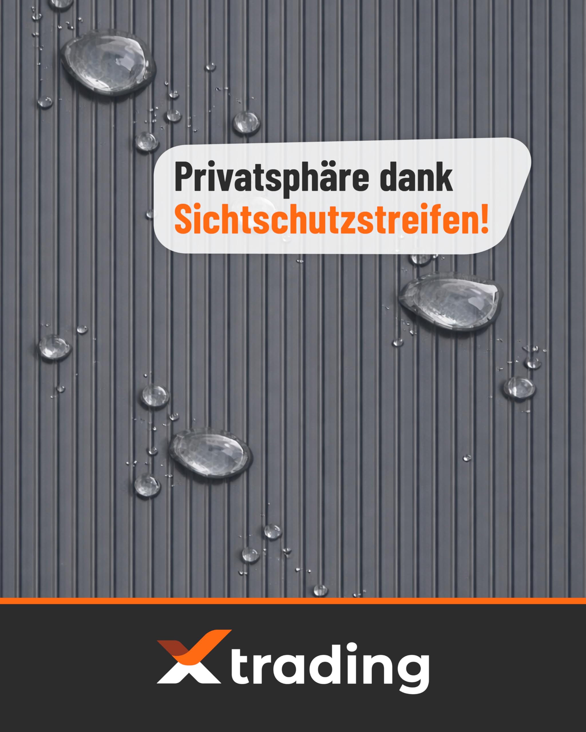 X-trading PP Sichtschutzstreifen für Doppelstabmatten-Zaun (2,53 m x 19 cm) Anthrazit 10 Stk. – RAL 7016 – Rillenoptik – Qualität Made in Germany, einfache Montage ohne Clips & Werkzeug