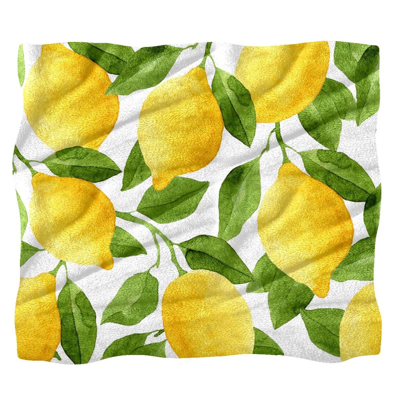 Couvre-lit TBOUOBT Aquarelle Fruit Citron pour lit d'enfant doux et moelleux