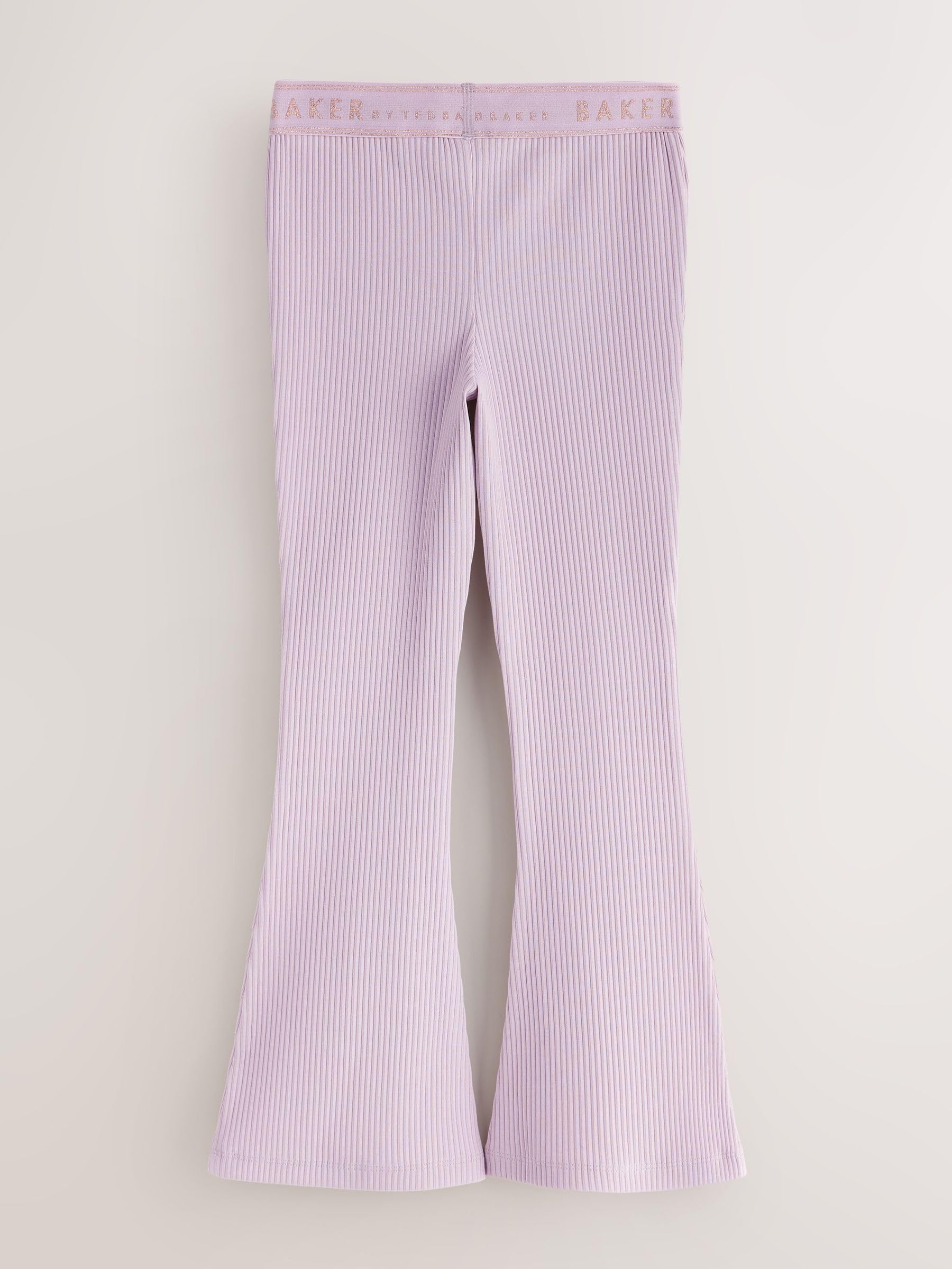 Starsze dziewczynki Legginsy z prążkowanego materiału z rozszerzanymi nogawkami w trzyczęściowym zestawie Baker by Ted Baker