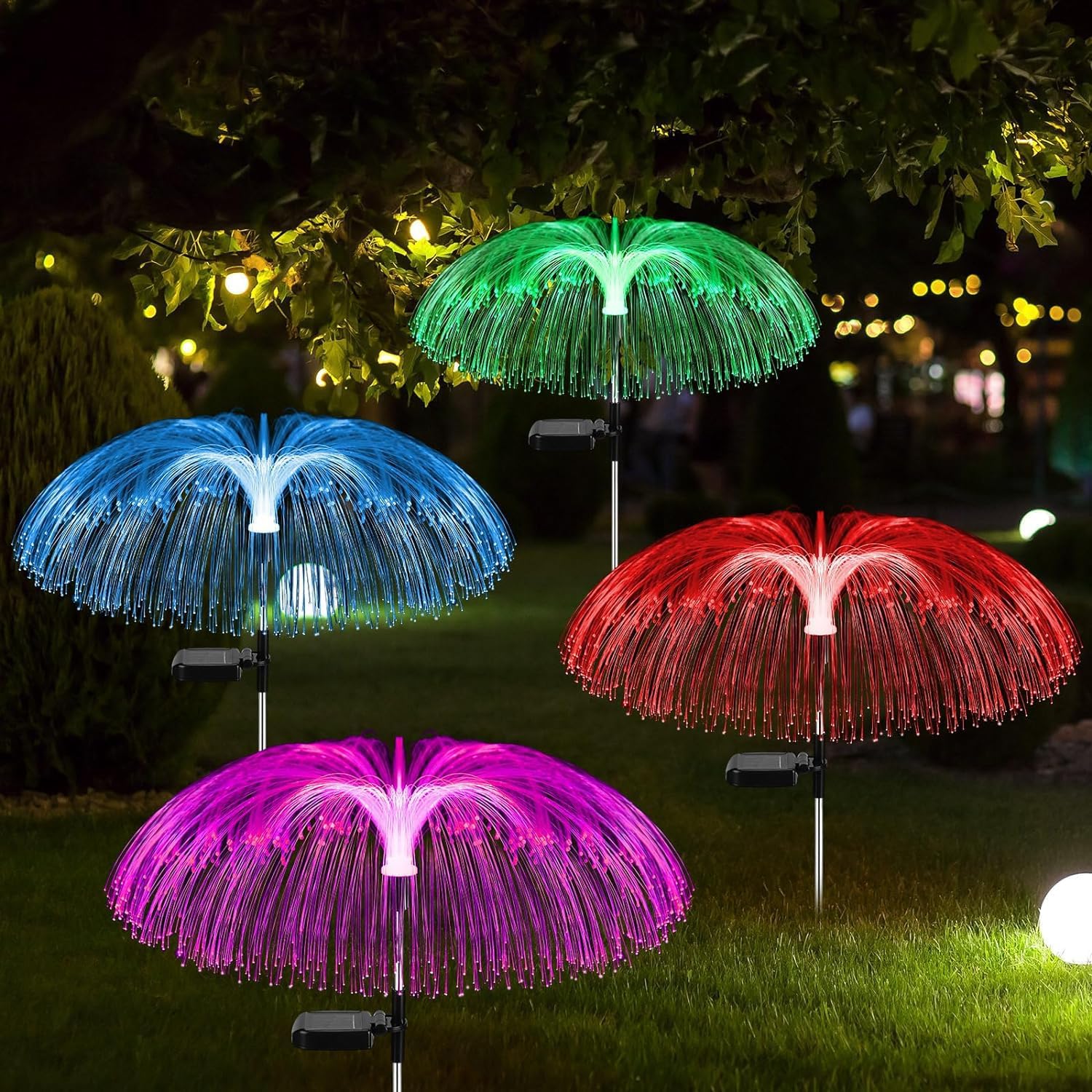 Solar Jellyfish Light Fountain Outdoor Lamp Rechargeable Water-Resistant Sun-Powered LED for Home Garden Decoration Balcony Backyards Pathways (Multicolor, 2 Sets (4 pcs))-image-37