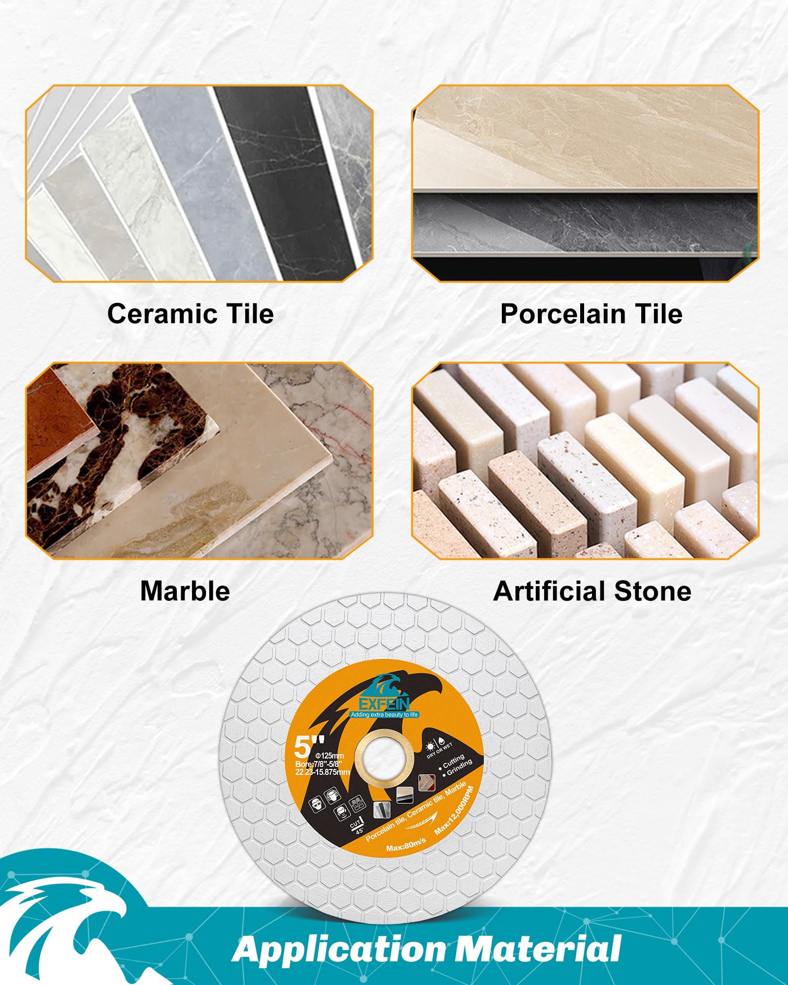 Juego de brocas de diamante para azulejos, 11 unidades, 6-68 mm, M14, con disco de corte y lijado de 125 mm para porcelana, mármol, granito y piedra natural