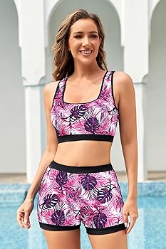 SHEKINI Women's 3-Piece Zipper Rash Guard Swimsuits with
