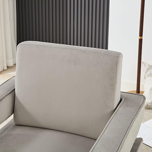 Miniatura 9 de Juego de 2 sillas decorativas de terciopelo, modernas sillas decorativas grises para sala de estar, silla tapizada para sala de estar para oficina