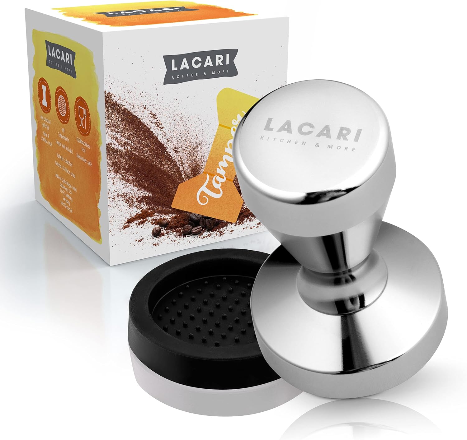 Tamper à café Tamper 51mm en Argent Lacari ORIGINAL Tamper à café en acier inoxydable avec