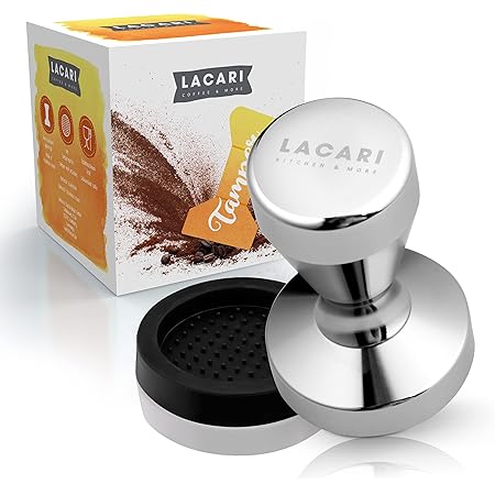 Lacari ® [51mm] Espresso Tamper - Ground coffee maker for sieve support machines - Made of one piece of 304 stainless steel - For sieve support coffee makers
